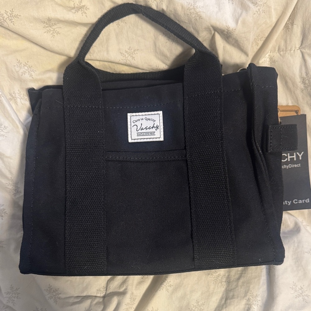 Mini Black Canvas Tote Bag